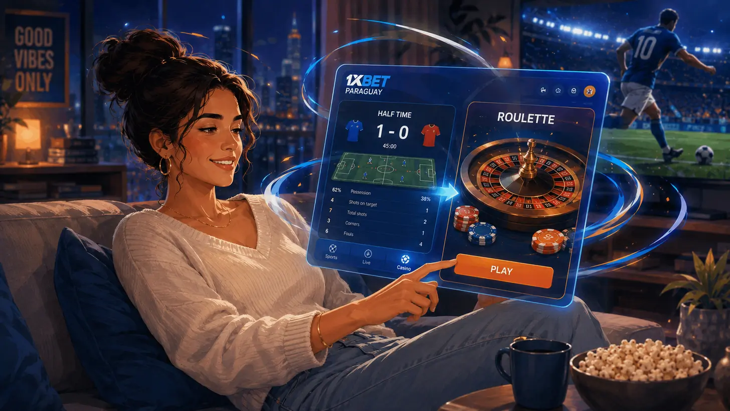 Pantalla con el marcador del descanso y una ruleta en la misma sesión